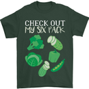 Vegan Six Pack Vegetarian Vegetables Mens T-Shirt 100% Cotton Forest Green