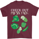 Vegan Six Pack Vegetarian Vegetables Mens T-Shirt 100% Cotton Maroon