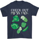 Vegan Six Pack Vegetarian Vegetables Mens T-Shirt 100% Cotton Navy Blue