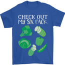 Vegan Six Pack Vegetarian Vegetables Mens T-Shirt 100% Cotton Royal Blue