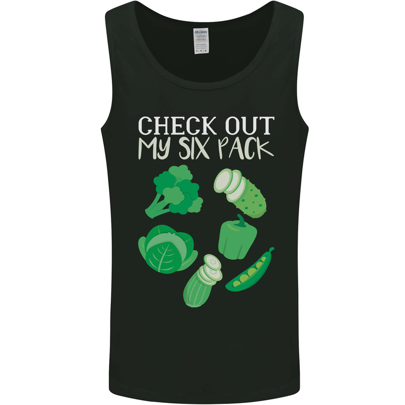 Vegan Six Pack Vegetarian Vegetables Mens Vest Tank Top Black