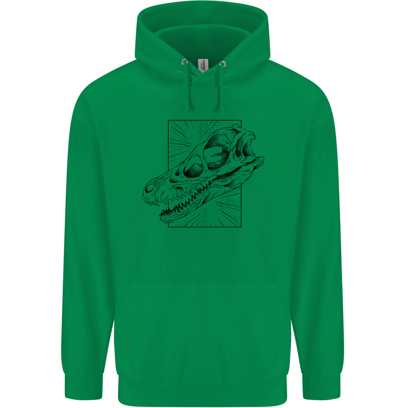 Velociraptor Skull Dinosaurs Palaeontology Childrens Kids Hoodie Irish Green