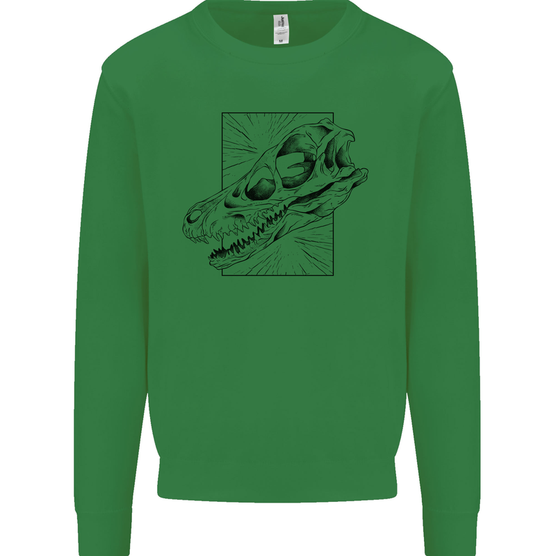 Velociraptor Skull Dinosaurs Palaeontology Kids Sweatshirt Jumper Irish Green