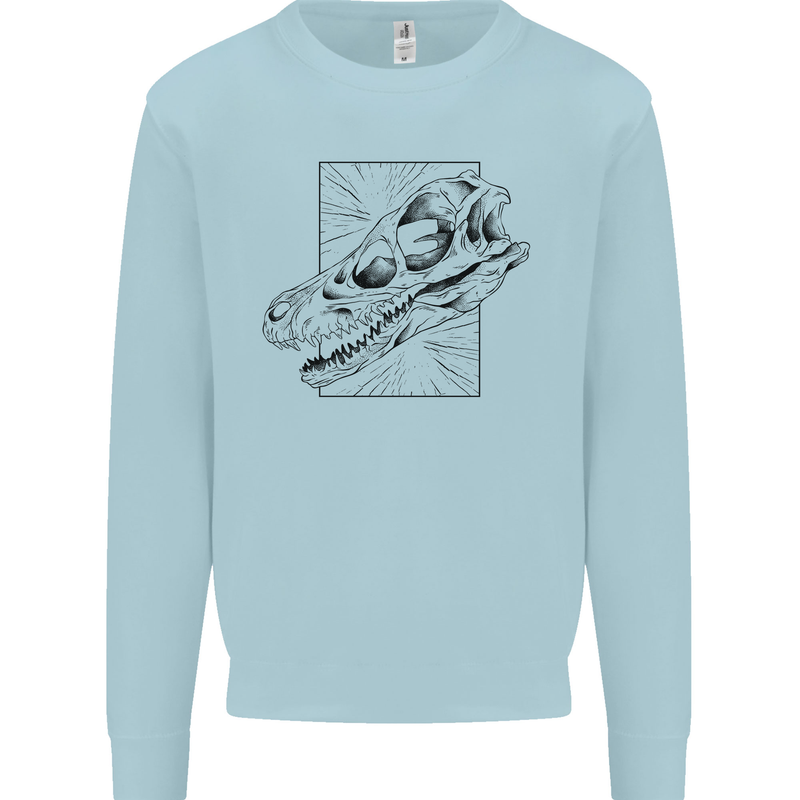 Velociraptor Skull Dinosaurs Palaeontology Kids Sweatshirt Jumper Light Blue