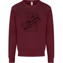 Velociraptor Skull Dinosaurs Palaeontology Kids Sweatshirt Jumper Maroon