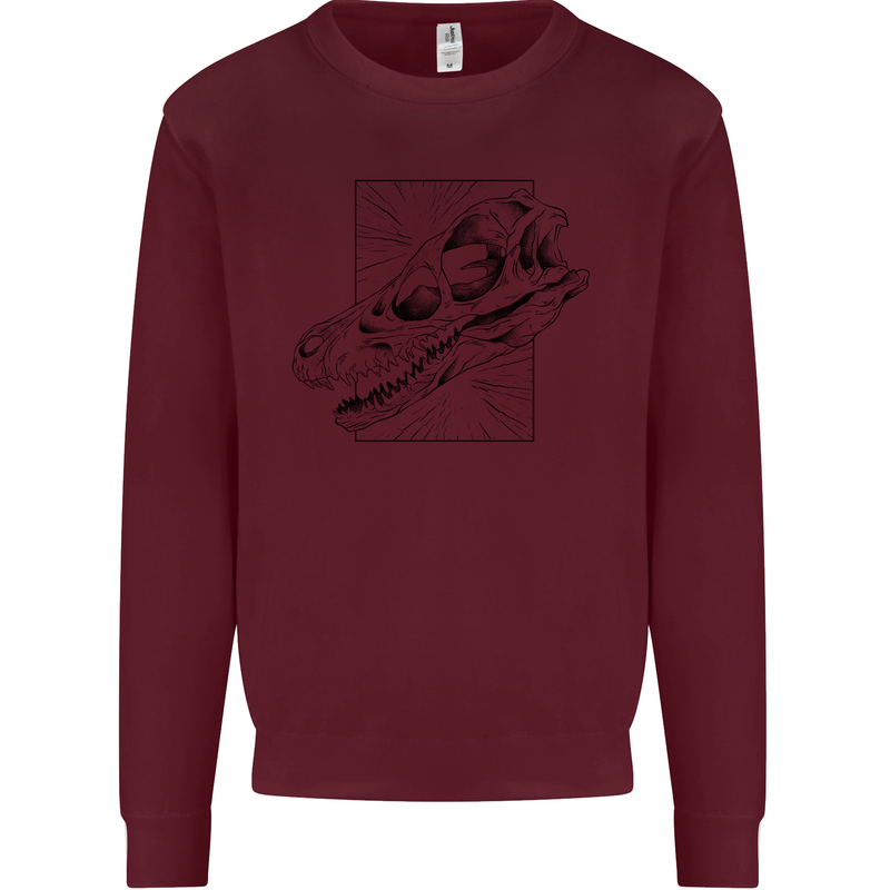 Velociraptor Skull Dinosaurs Palaeontology Kids Sweatshirt Jumper Maroon