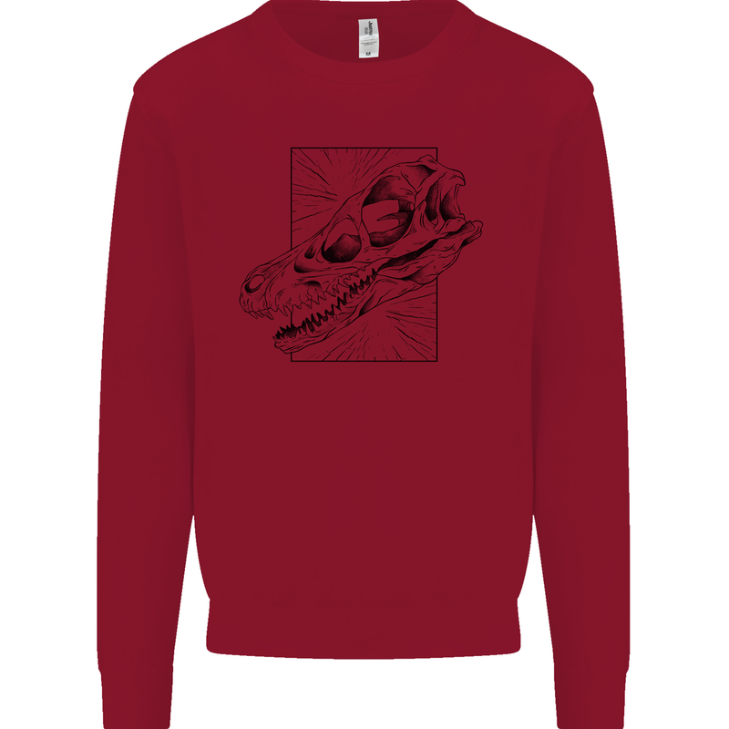 Velociraptor Skull Dinosaurs Palaeontology Kids Sweatshirt Jumper Red