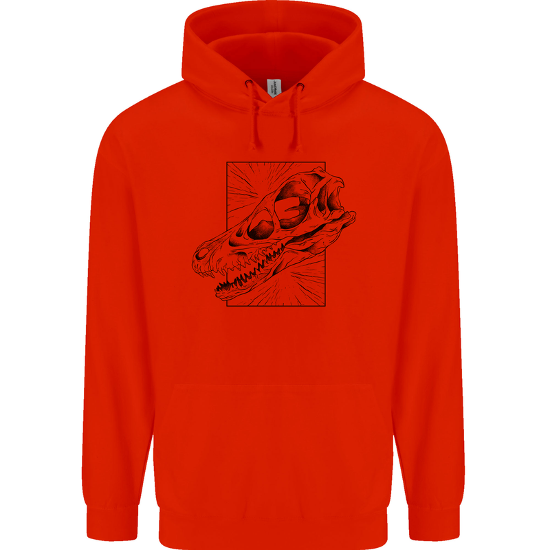 Velociraptor Skull Dinosaurs Palaeontology Mens 80% Cotton Hoodie Bright Red