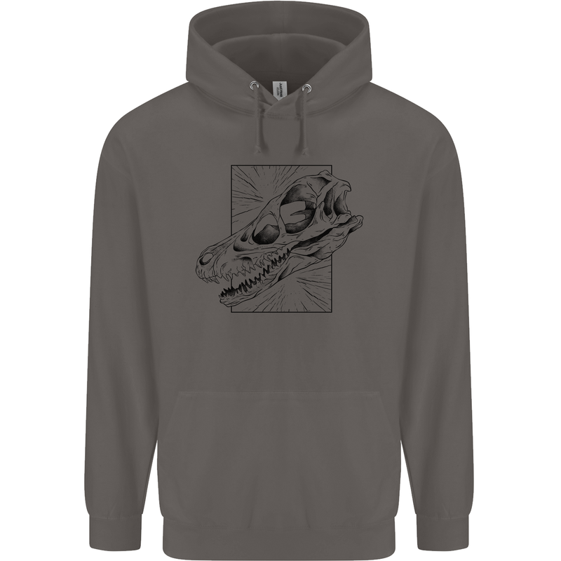 Velociraptor Skull Dinosaurs Palaeontology Mens 80% Cotton Hoodie Charcoal