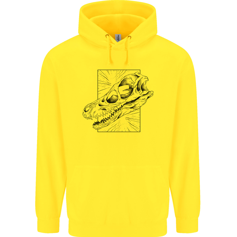Velociraptor Skull Dinosaurs Palaeontology Mens 80% Cotton Hoodie Yellow