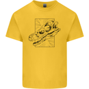 Velociraptor Skull Dinosaurs Palaeontology Mens Cotton T-Shirt Tee Top Yellow