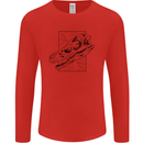 Velociraptor Skull Dinosaurs Palaeontology Mens Long Sleeve T-Shirt Red
