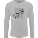 Velociraptor Skull Dinosaurs Palaeontology Mens Long Sleeve T-Shirt Sports Grey