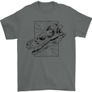 Velociraptor Skull Dinosaurs Palaeontology Mens T-Shirt 100% Cotton Charcoal