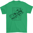 Velociraptor Skull Dinosaurs Palaeontology Mens T-Shirt 100% Cotton Irish Green