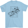 Velociraptor Skull Dinosaurs Palaeontology Mens T-Shirt 100% Cotton Light Blue