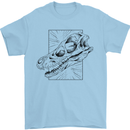 Velociraptor Skull Dinosaurs Palaeontology Mens T-Shirt 100% Cotton Light Blue