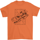 Velociraptor Skull Dinosaurs Palaeontology Mens T-Shirt 100% Cotton Orange