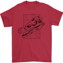 Velociraptor Skull Dinosaurs Palaeontology Mens T-Shirt 100% Cotton Red