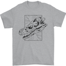 Velociraptor Skull Dinosaurs Palaeontology Mens T-Shirt 100% Cotton Sports Grey