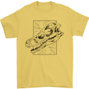 Velociraptor Skull Dinosaurs Palaeontology Mens T-Shirt 100% Cotton Yellow