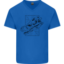 Velociraptor Skull Dinosaurs Palaeontology Mens V-Neck Cotton T-Shirt Royal Blue