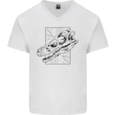 Velociraptor Skull Dinosaurs Palaeontology Mens V-Neck Cotton T-Shirt White