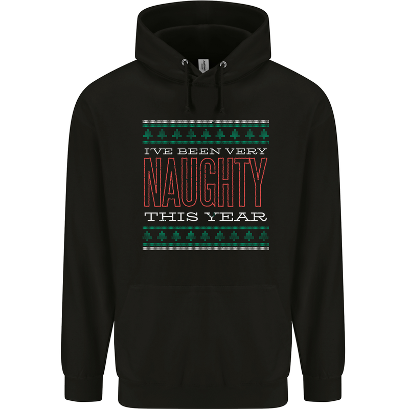 Very Naughty This Year Funny Christmas Xmas Mens 80% Cotton Hoodie Black