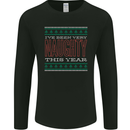 Very Naughty This Year Funny Christmas Xmas Mens Long Sleeve T-Shirt Black