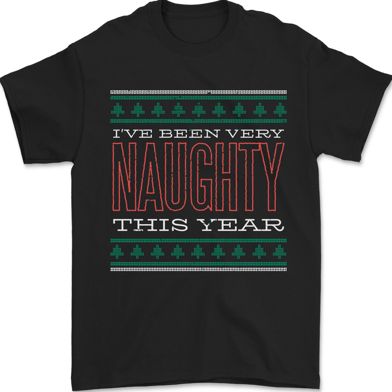 Very Naughty This Year Funny Christmas Xmas Mens T-Shirt 100% Cotton Black