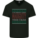 Very Naughty This Year Funny Christmas Xmas Mens V-Neck Cotton T-Shirt Black
