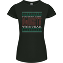 Very Naughty This Year Funny Christmas Xmas Womens Petite Cut T-Shirt Black