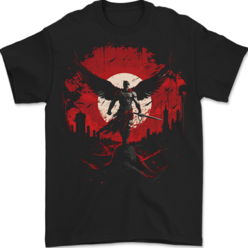 Victorious St Michael Archangel Warrior MMA Mens T-Shirt 100% Cotton BLACK