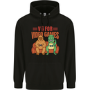 Video Games T-Rex Funny Bigfoot Dinosaur Mens 80% Cotton Hoodie Black