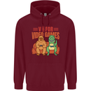 Video Games T-Rex Funny Bigfoot Dinosaur Mens 80% Cotton Hoodie Maroon
