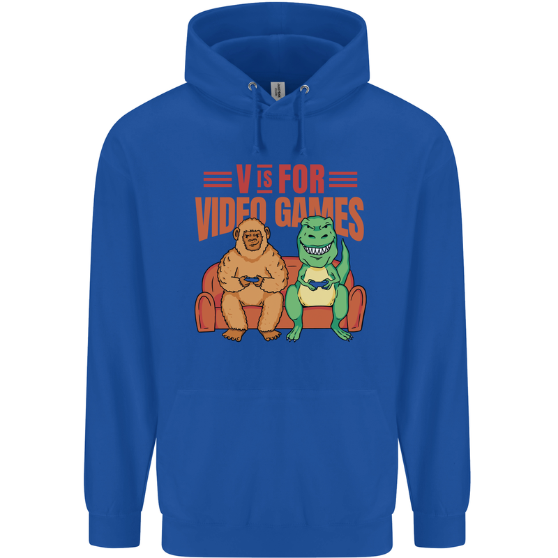 Video Games T-Rex Funny Bigfoot Dinosaur Mens 80% Cotton Hoodie Royal Blue