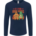 Video Games T-Rex Funny Bigfoot Dinosaur Mens Long Sleeve T-Shirt Navy Blue