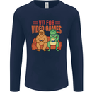 Video Games T-Rex Funny Bigfoot Dinosaur Mens Long Sleeve T-Shirt Navy Blue