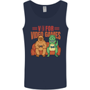 Video Games T-Rex Funny Bigfoot Dinosaur Mens Vest Tank Top Navy Blue
