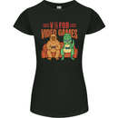 Video Games T-Rex Funny Bigfoot Dinosaur Womens Petite Cut T-Shirt Black