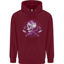 Viking Axe Skull Childrens Kids Hoodie Maroon