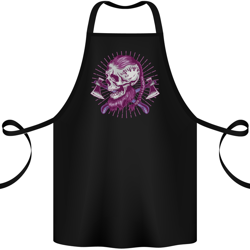 Viking Axe Skull Cotton Apron 100% Organic Black