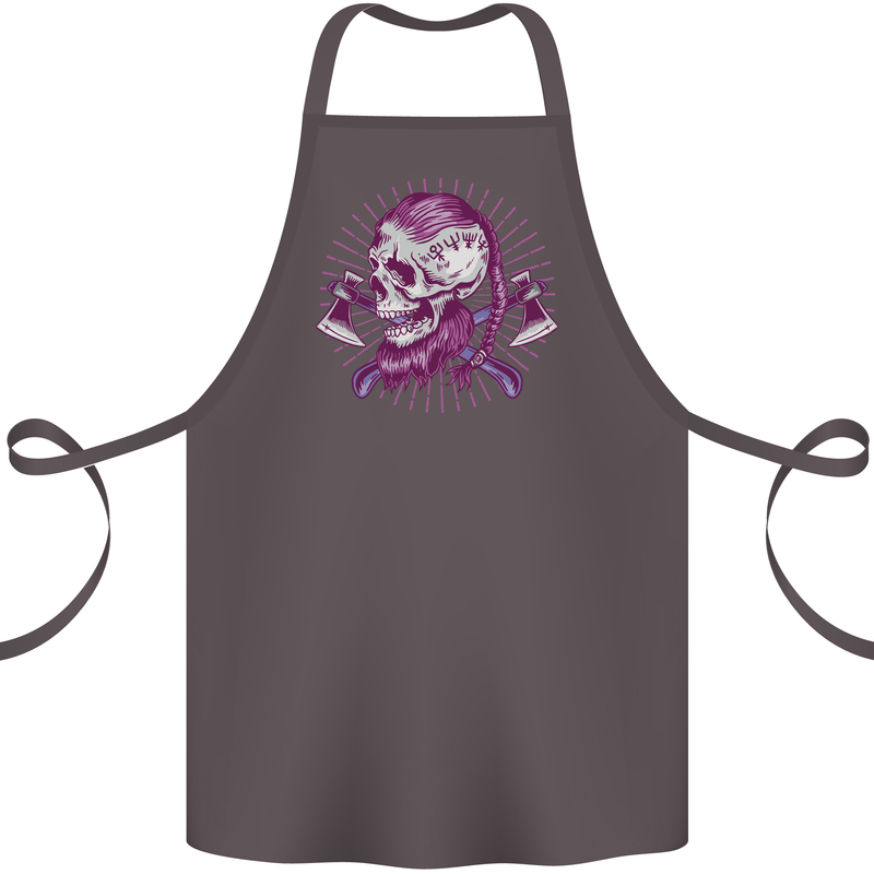 Viking Axe Skull Cotton Apron 100% Organic Dark Grey