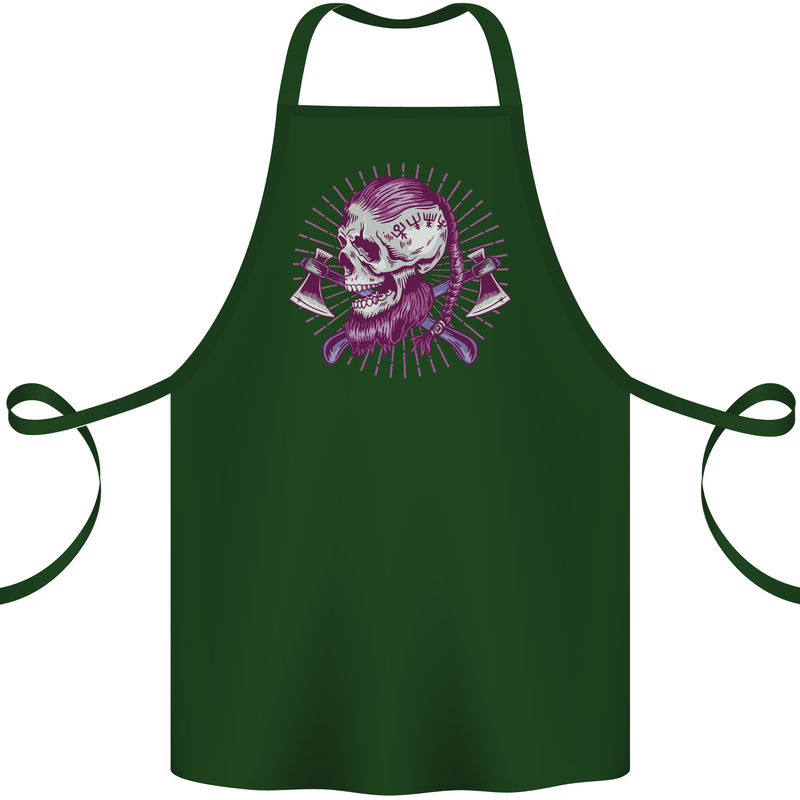 Viking Axe Skull Cotton Apron 100% Organic Forest Green