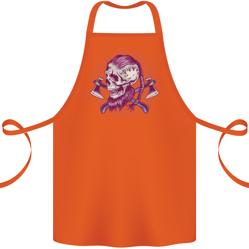 Viking Axe Skull Cotton Apron 100% Organic Orange