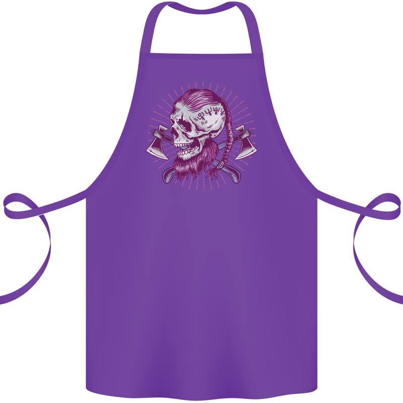 Viking Axe Skull Cotton Apron 100% Organic Purple