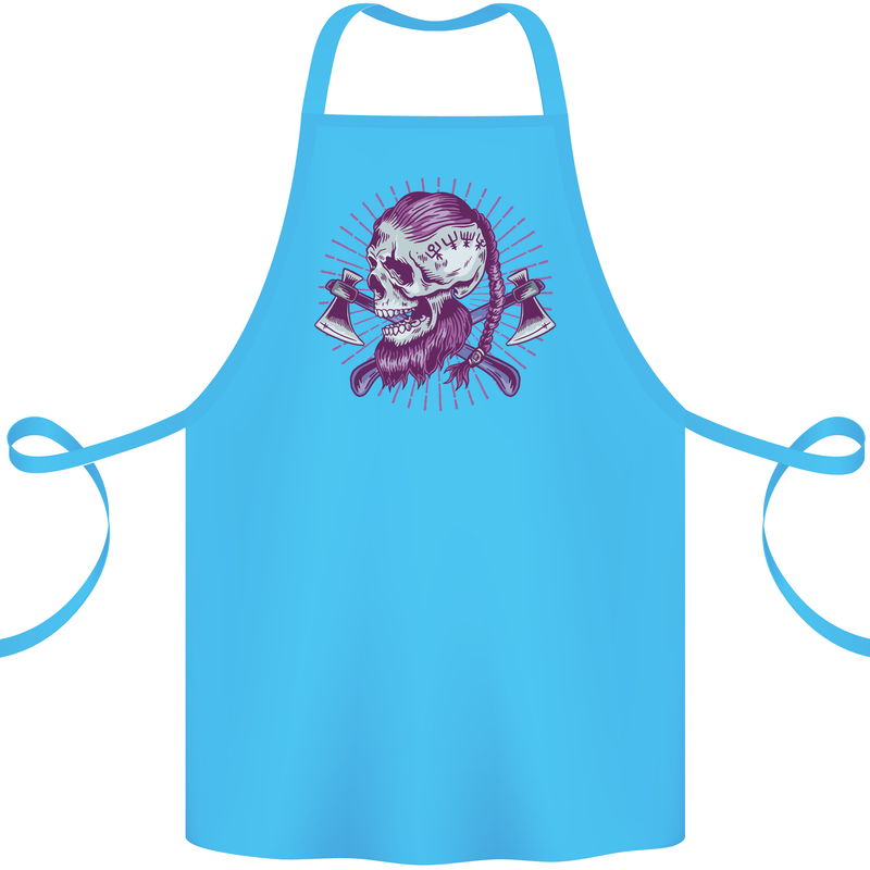 Viking Axe Skull Cotton Apron 100% Organic Turquoise