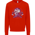 Viking Axe Skull Kids Sweatshirt Jumper Bright Red