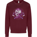 Viking Axe Skull Kids Sweatshirt Jumper Maroon