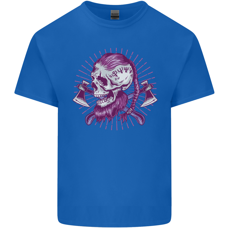 Viking Axe Skull Kids T-Shirt Childrens Royal Blue